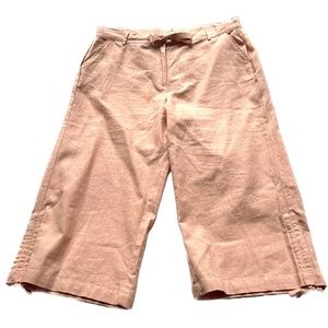 Charlie Paige Pants Linen Blend Sz XL Peach Crop Ruch Ankles Drawstring New NWT